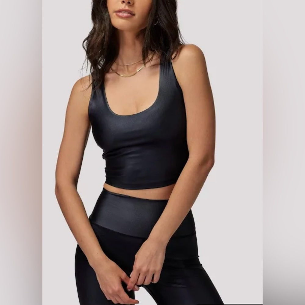 Spiritual Gangster Indie Wet Look Crop Top, NWT. MSRP$78